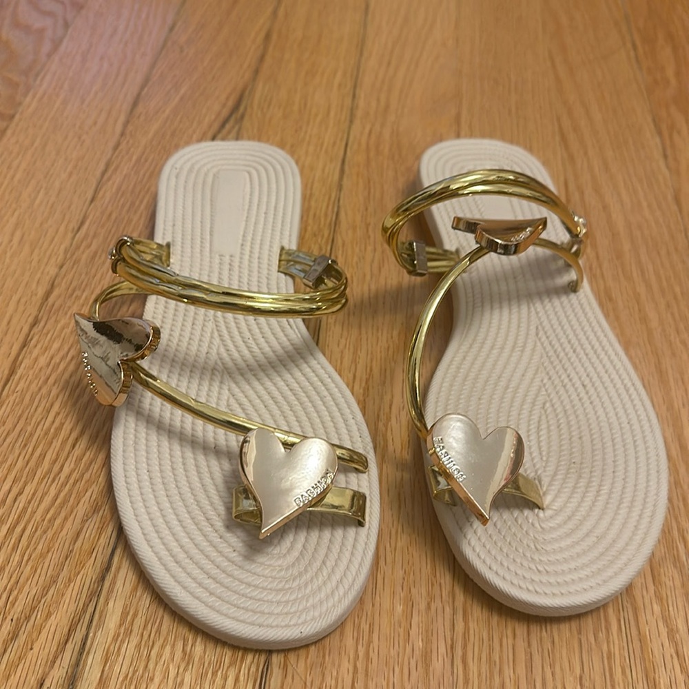 Gold heart sandals
